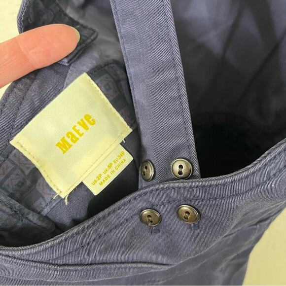 NWT Anthropologie Maeve Navy A-Line Flared Open Back Overall Midi Denim Dress 2P - Picture 9 of 11